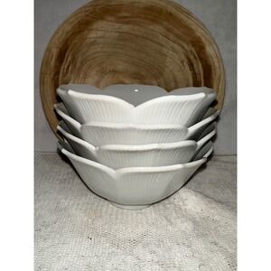PIER 1 INSPIRED Set of 4 White Lotus Flower Shaped Ceramic Bowls